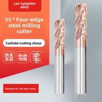 4-Flute pemotong penggilingan datar bawah dilapisi karbida 55 derajat baja Tungsten CNC alat Altin untuk diperpanjang