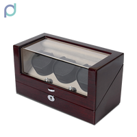 Remontoir de montres automatique à trois rotors, moteur pas à pas silencieux, boîtier en bois, boîte de rangement protectrice pour 3 montres, en cuir et MDF, 8098