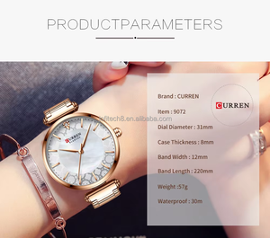 นาฬิกาควอตซ์เพชรหรู Curren 9072 สำหรับผู้หญิง ดีไซน์มีเสน่ห์ เหมาะสำหรับสาวๆ นักธุรกิจ แฟชั่นทันสมัย ตัวเรือนสแตนเลสกันน้ำ นาฬิกาข้อมือสุภาพสตรี - Product Image 5