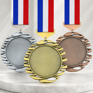 Gold Silver Bronze Blank Medals with <b>Ribbon</b> for Sports Awards Circular Zinc Alloy Die Struck Metal Crafts - Product Image 1