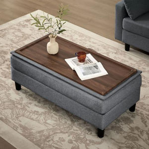 Canapé modulable convertible avec table basse ottoman, canapé en tissu lin moderne en forme de U, canapé 4 places pour <span class=keywords><strong>salon</strong></span> ou bureau - Product Image 4