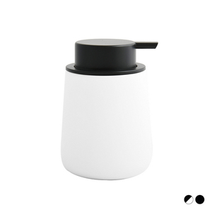 Distributeur de savon en céramique blanc et noir, 19 cm de largeur, 15,5 cm de hauteur, distributeurs de savon liquide - Product Image 3