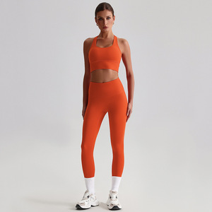 Ensemble <span class=keywords><strong>de</strong></span> yoga sexy pour femme avec logo personnalisé, taille haute, sensation seconde peau, respirant, pour le sport et le fitness – Article en stock - Product Image 3