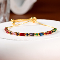 Bracelet en zircon coloré plaqué or 18 carats, classique, réglable, nouvelle collection été 2025, bijoux tendance pour femmes et filles