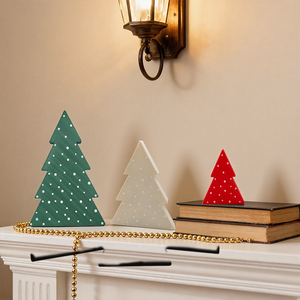 Decorazione natalizia 3D stampata a pois, piatta, a forma di albero di Natale, in varie dimensioni e colori, ornamento da tavolo, decorazione da appendere a parete per le festività. - Product Image 5