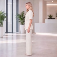 Pantalon de costume beige pour femme, ensemble de costume deux pièces pour femme, ensemble de costume de bureau personnalisé pour femme, tenue de bureau pour femme