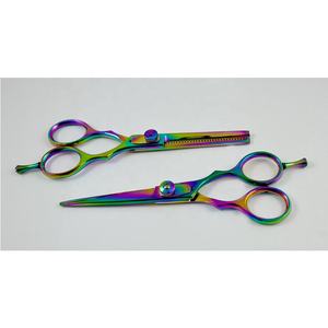 Ciseaux de coiffeur professionnels en acier inoxydable ensemble réglable coupe de cheveux droits ciseaux amincissants outil de beauté émoussé en plastique - Product Image 1