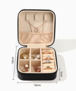 Premium PU Leather & Velvet Square Jewelry Organizer <b>Box</b> Zipper Closure for <b>Ring</b> Necklace Bracelet Storage-Travel Jewelry Case - Product Image 3