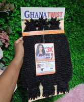 Extensions de cheveux 100% Kanekalon 3X Marley Ghana Twist pré-étirées 16 pouces, effet afro bouclé volumineux, pour tresses au crochet en vrac
