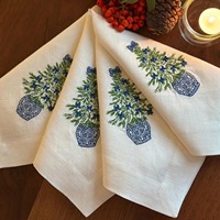 Serviettes de table rectangulaires en lin brodées à la main, style Chinoiserie, broderie personnalisée, 45x45cm, pour banquets, restaurants et fêtes