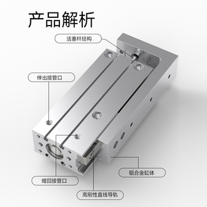 Cylindre pneumatique à glissière, corps en aluminium, connexion filetée HLH6 10 16 20 5X15X25X30X50 avec fonction magnétique - Product Image 1