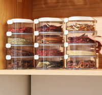 Boîte de rangement pour condiments et assaisonnements de cuisine, en plastique PET, avec couvercle à clipser, design moderne
