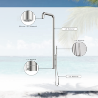Panneau de douche extérieur en acier inoxydable 304, design pluie poli, robinetterie murale autonome pour hôtels et salles de bain