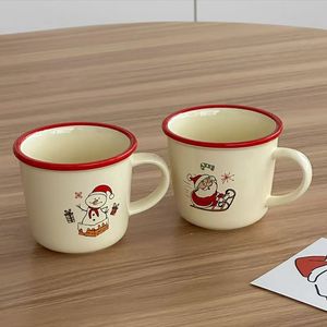 Modern Custom-Made Red Trim White Ceramic Christmas Coffee Mugs Santa Claus Patterned Eco-friendly Dishwasher Microwave Safe - Product Image 2