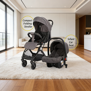 Sistema di Viaggio 3-in-1 per Bambini: Passeggino, <span class=keywords><strong>Seggiolino</strong></span> <span class=keywords><strong>Auto</strong></span> con Imbracatura a 5 Punti, Reclinabile, Chiusura a <span class=keywords><strong>un</strong></span> Pulsante, Telaio Pieghevole in Acciaio al Carbonio - Product Image 5