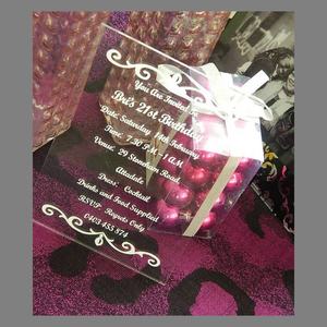 Invito a nozze in acrilico trasparente caldo invito a nozze in acrilico con busta, <span class=keywords><strong>testo</strong></span> personalizzato Foiling floreale - Product Image 2