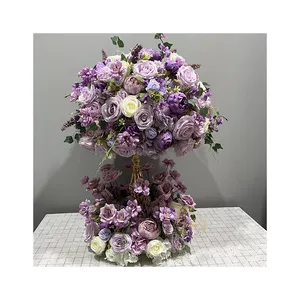 Party Event Purple Artificial Rose Flower Ball Flower Centerpieces for Wedding Decoration