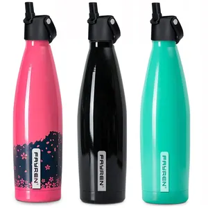 2021 New Design Eco friendly 24 hours insulated stainless steel water bottle with straw lid and handle for outdoor sports