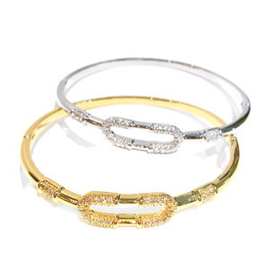 Geometric Zircon Plated <b>Copper</b> <b>Bracelet</b> Gold And White Women's Party Jewelry Micro Insert Design - Product Image 5