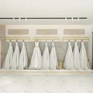 High-end Bridal shop Landing exhibit Gold silver Suit Dress Wedding dress store display racks stand