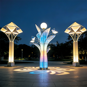 Luz LED RGB con Forma de Capullo de Flor para Monumentos Navideños (Acero Inoxidable + PC) IP65 Impermeable, Decoración Artística para Plazas de Ciudad, Iluminación de Paisajes - Product Image 4
