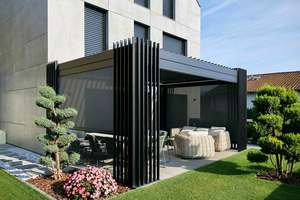 Pergola Bioclimatica Impermeabile in Alluminio con Tetto a Lamelle Orientabili, Gazebo da Esterno <span class=keywords><strong>per</strong></span> Terrazza, Balcone, Giardino, Accessori LED Opzionali - Product Image 5