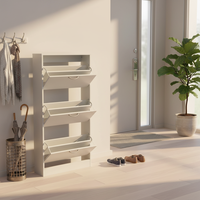 Armoire de rangement pour chaussures étroite avec 3 tiroirs rabattables, organisateur de rangement pour chaussures pour l'entrée, étagère à chaussures en bois cachée avec portes