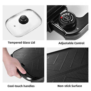Çok fonksiyonlu dumansız barbekü ızgara kapalı elektrikli barbekü ızgaraları yapışmaz elektrikli ızgara ile tencere - Product Image 6
