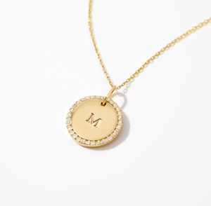 Kalung Liontin Koin Emas 18k dengan Batu CZ Berlapis, Dapat Diukir, Perhiasan Khusus untuk Nama, Inisial, dan Tanggal - Product Image 2