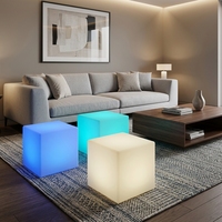 Meuble cube LED multifonctionnel lumineux 40CM, table d'appoint/tabouret en PE rotomoulé, étanche IP65, rechargeable, couleurs RGB, pour la maison