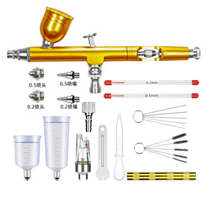 Aérographe à alimentation par gravité, double action réglable, buse de 0,2 mm et 0,5 mm, outil de peinture artistique avec kit de nettoyage et accessoires - Product Image 3