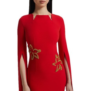 ชุดเดรสแม็กซี่งานเลี้ยงคอตั้งคุณภาพสูงสำหรับผู้หญิงไซส์ใหญ่ ประดับลูกปัดเพชรและลูกไม้ ดีไซน์หรูหรา - Product Image 5