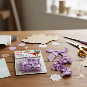 Noeuds en ruban violet Ilan Lazo 15 mm pour travaux manuels et décorations - Product Image 3