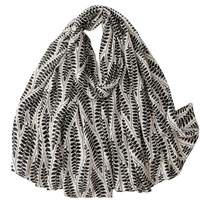 Écharpe longue Yway pour femme, style européen et américain, toutes saisons, en polyester effet voile, avec estampage doré feuille de palmier et franges, chaude et confortable.