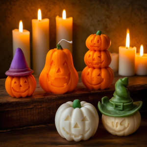 Bougie fantôme citrouille d'Halloween mignonne, en cire de soja parfumée, décoration de bureau et de maison, cadeau de fête - Product Image 6