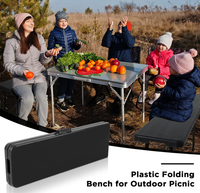 Meilleur prix 6 pieds HDPE plastique finition en bois pli en demi banc pour pique-nique en plein air événements de fête
