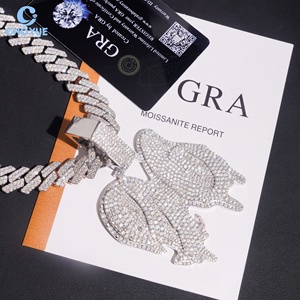 Colgante Personalizado con Número, Diseño Helado, Totalmente en Moissanita, Plata de Ley 925, Chapado en Oro, Moissanita VVS, Joyería Hip Hop - Product Image 2