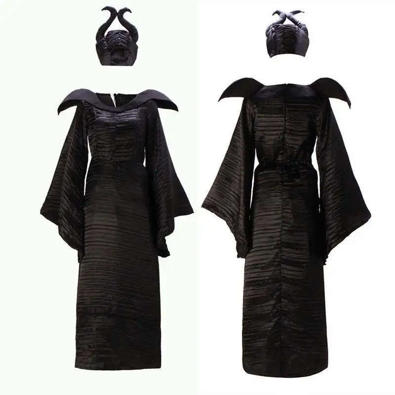Nieuwe 2022 Idee Vermomming Vrouwen Maleficent Volwassen Kostuum Met Hoorn Hoed SZAC-006