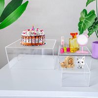 Support en acrylique à 5 côtés avec couvercles et séparateurs amovibles Risers d'imbrication pour présentoir de nourriture transparent Risers de buffet avec fond creux