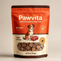 Sachet Doypack économique en PE de qualité alimentaire pour aliments pour animaux, anti-poussière, avec encoche à déchirure facile, pour snacks pour animaux, emballage pour étagères de supermarché