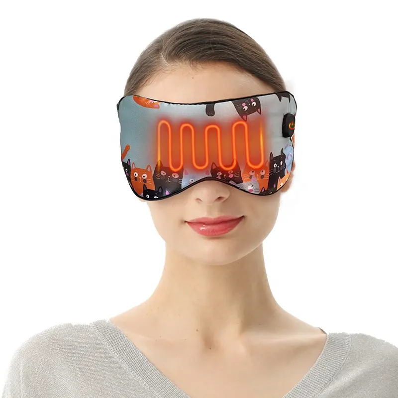 Máscara de olho sem fio aquecida elétrica, Satin Eye Mask com bateria recarregável, Máscara de olho de calor úmido para olho seco e relaxe seus olhos