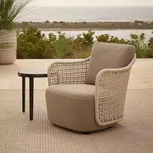 Chaise de jardin en rotin d'extérieur, structure en alliage d'aluminium, rembourrage en mousse, durable, pour villa, balcon, jardin - Product Image 1