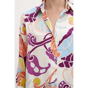 Camisa de Seda con Estampado Floral para Mujer, Blusa Casual con Botones, para Uso Diario - Product Image 4