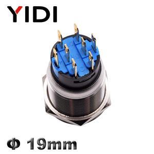 Sakelar putar Grendel baja tahan karat 19mm 1NO1NC 2NO2NC <span class=keywords><strong>2</strong></span> 3 posisi 3 5 6 8 PIN Solder sakelar tombol tekan logam dengan LED Titik - Product Image 3