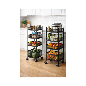 OEM/ODM Good Price Rotating Metal 5-Tier Standing Kitchen <b>Vegetable</b> & Fruit <b>Storage</b> <b>Rack</b> with Easy Assembly EDPRMS000 - Product Image 1