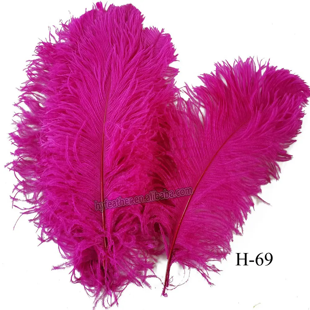 Teint pas cher chaud rose rouge décor grande aile en vrac noir plume d'autruche pièce maîtresse longues plumes d'autruche pour mariage