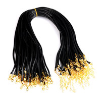 3mm Noir Cuir Corde Chaîne Homard Fermoir Cire Cordon Accessoires pour Collier Fabrication de Bijoux