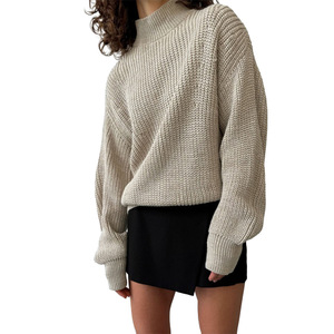 Women's Sweater Knitwear 2026 Autumn <b>Winter</b> Half High Neck Loose Drop Shoulder Oversized Casual <b>Top</b> - Product Image 5