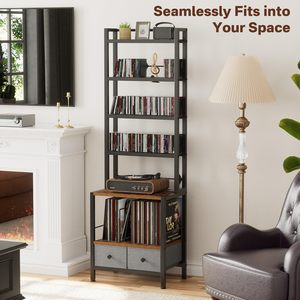 Étagère de rangement <span class=keywords><strong>pour</strong></span> <span class=keywords><strong>DVD</strong></span> <span class=keywords><strong>et</strong></span> disques vinyles, tour de rangement à 6 niveaux avec tiroirs <span class=keywords><strong>pour</strong></span> <span class=keywords><strong>CD</strong></span>, <span class=keywords><strong>DVD</strong></span>, albums, livres <span class=keywords><strong>et</strong></span> jeux - Product Image 4