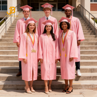 Ensemble de toge et de chapeau de remise de diplôme universitaire rose - Commande en gros pour les événements académiques du lycée et de l'université